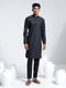 Vastramay Men's Black Cotton Silk Kurta And Pyjama Set